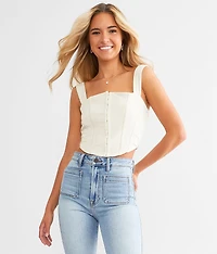 Mesh Corset Cropped Tank Top