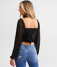 Sequin Hanky Hem Fringe Top