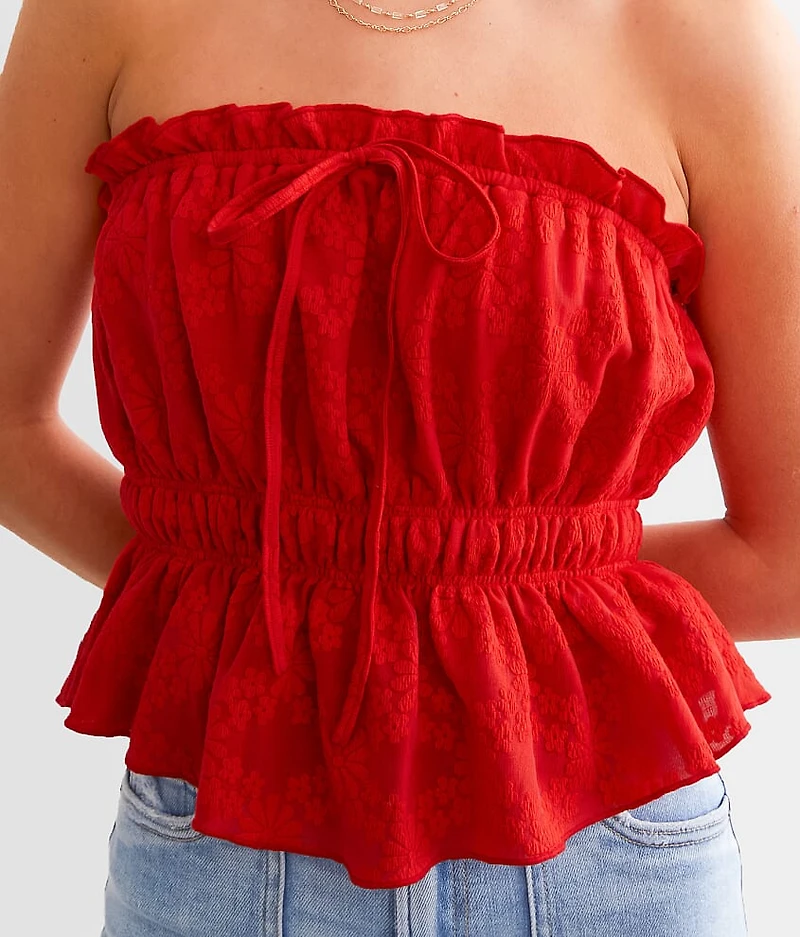 Floral Jacquard Tube Top