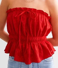 Floral Jacquard Tube Top