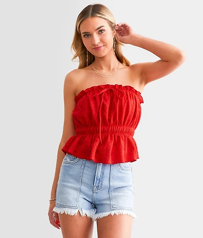 Floral Jacquard Tube Top