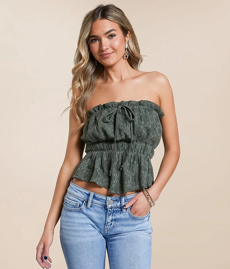 Floral Jacquard Tube Top