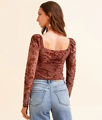 Floral Velvet Cropped Top