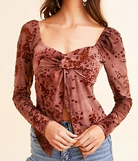 Floral Velvet Cropped Top