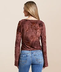 Floral Flocked Ruffle Top