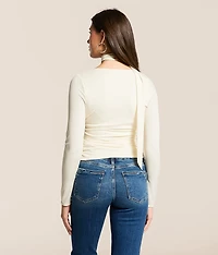 Ruched Top With Detachable Scarf