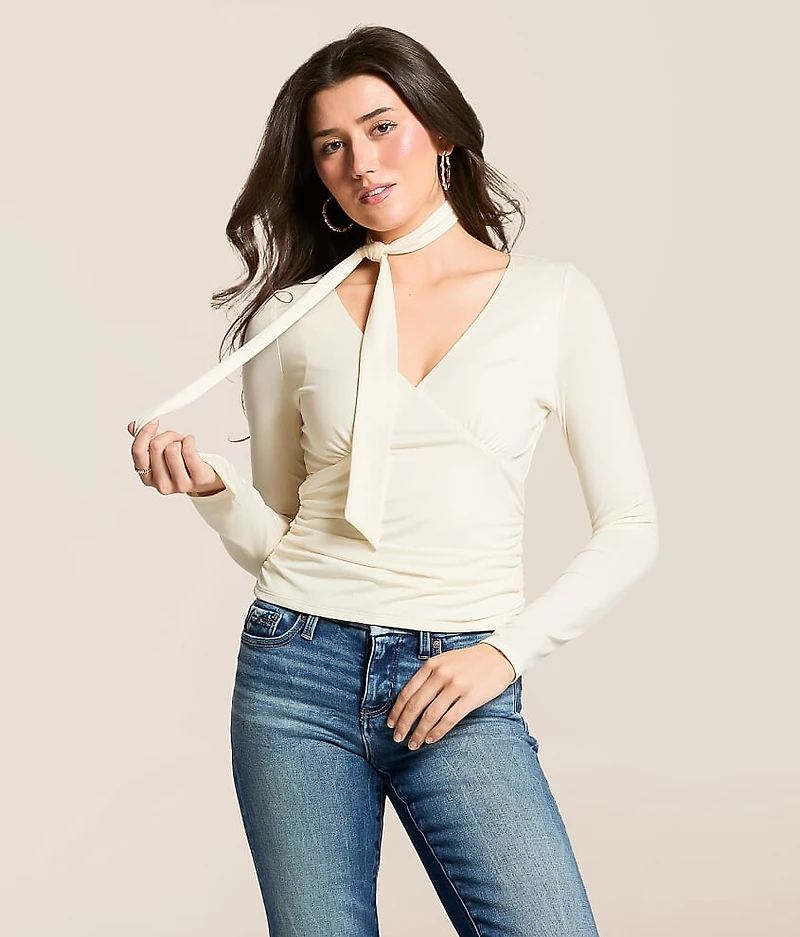 Ruched Top With Detachable Scarf