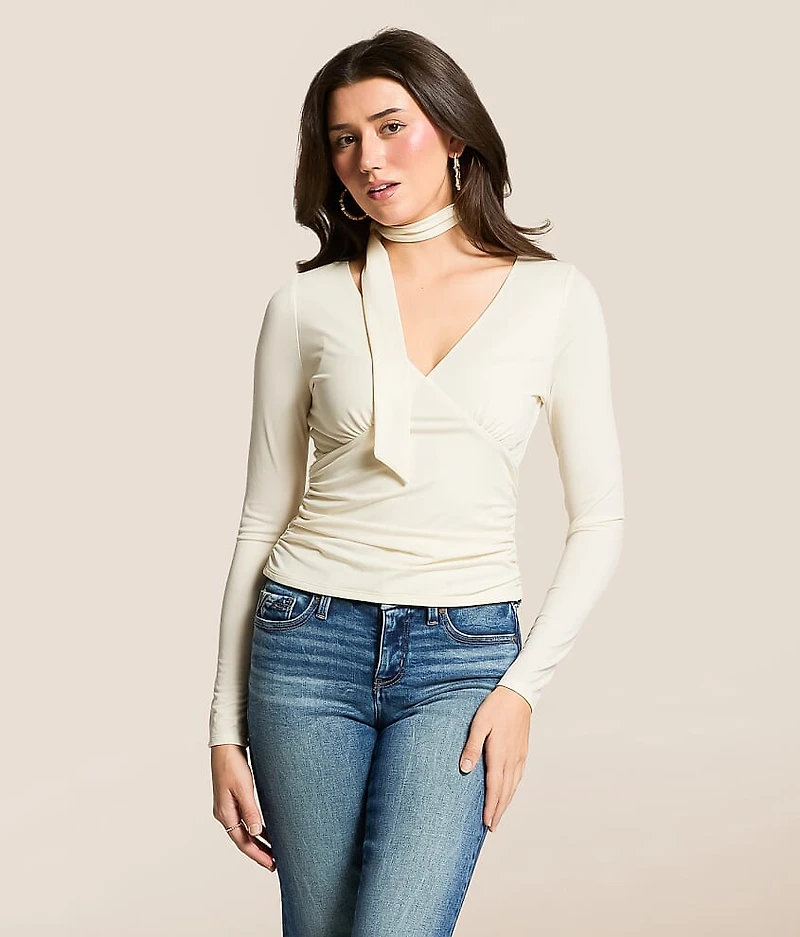 Ruched Top With Detachable Scarf