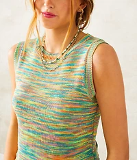 Space-Dye Cropped Sweater Tank Top
