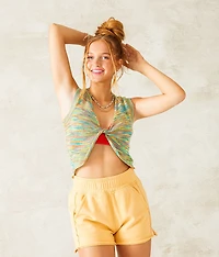 Space-Dye Cropped Sweater Tank Top