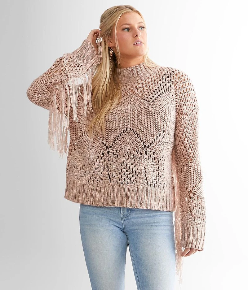 Fringe Pointelle Sweater