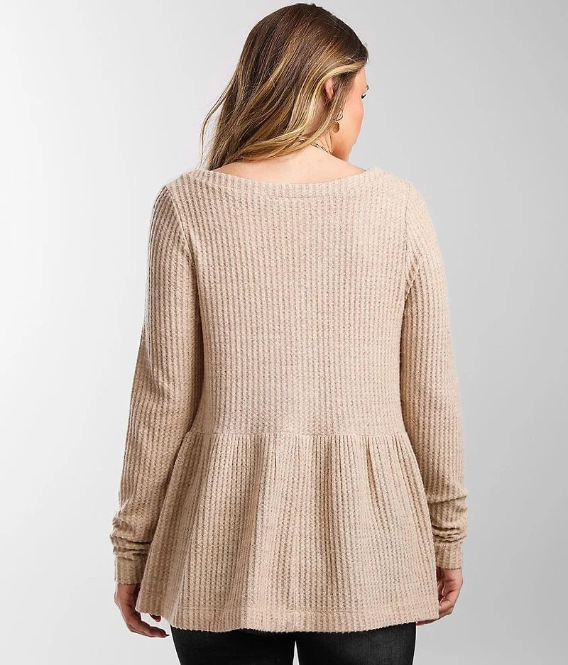 Brushed V-Neck Babydoll Top