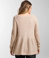 Brushed V-Neck Babydoll Top