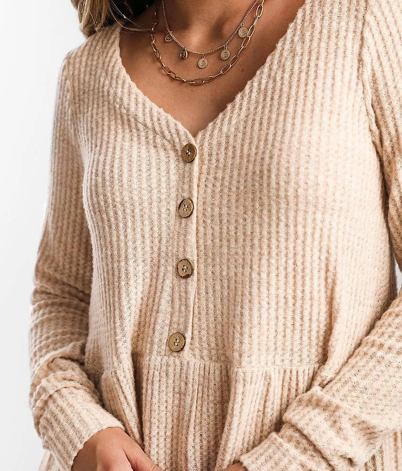 Brushed V-Neck Babydoll Top