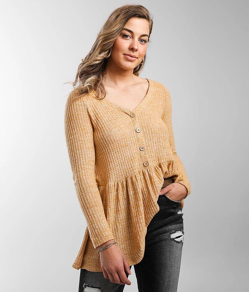 Brushed V-Neck Babydoll Top