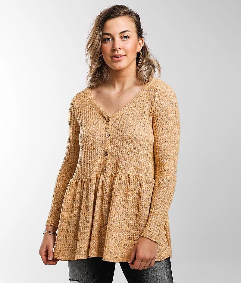 Brushed V-Neck Babydoll Top