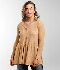 Brushed V-Neck Babydoll Top