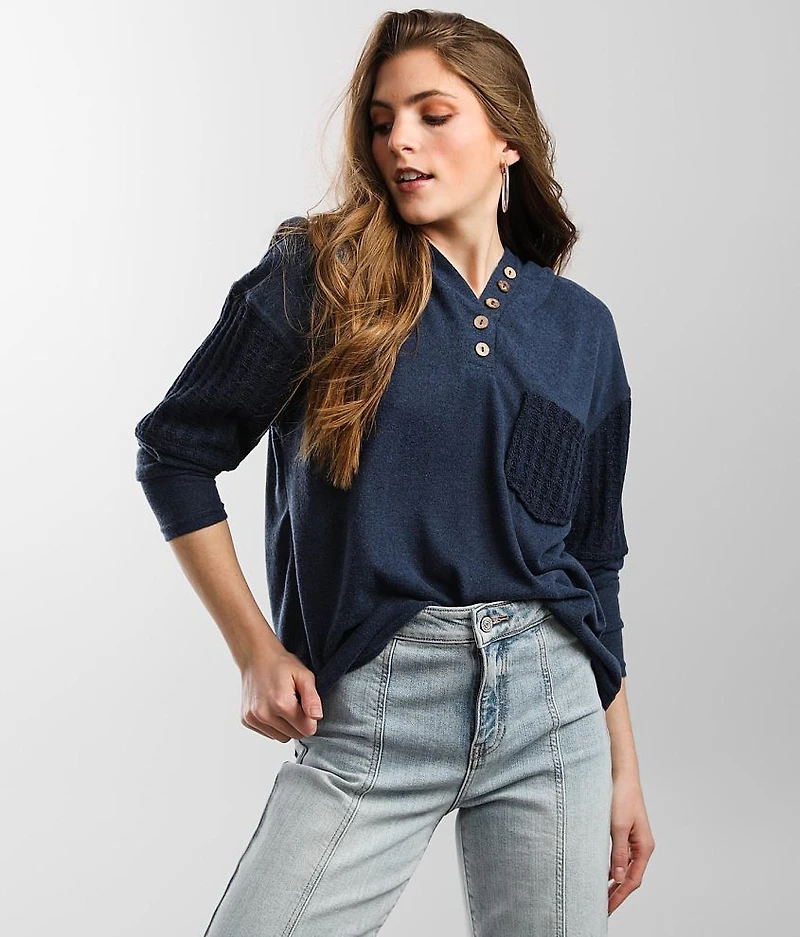 Pieced Henley Hoodie