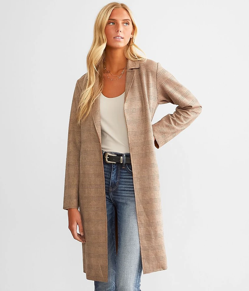 Plaid Trench Flyaway Jacket