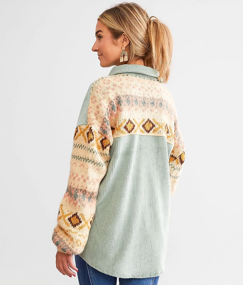 Pieced Corduroy Shacket