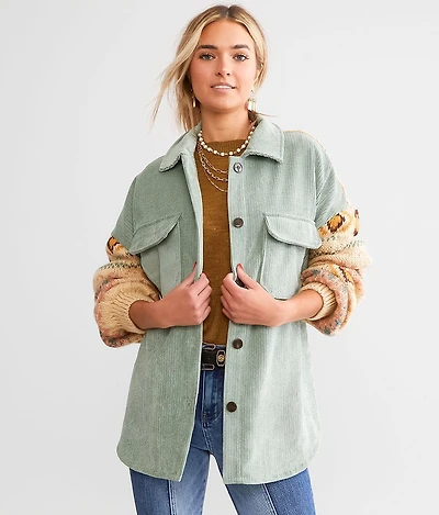 Pieced Corduroy Shacket