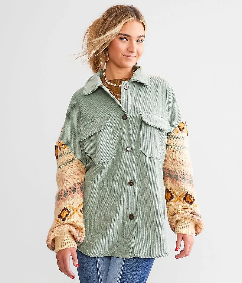 Pieced Corduroy Shacket