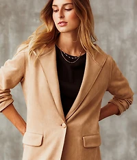 Faux Suede Hooded Jacket