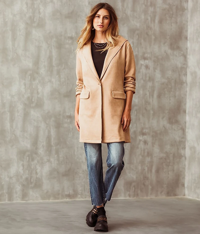 Faux Suede Hooded Jacket