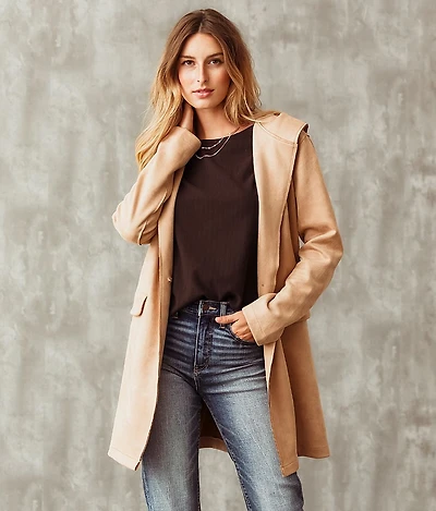 Faux Suede Hooded Jacket