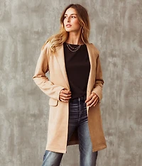 Faux Suede Hooded Jacket