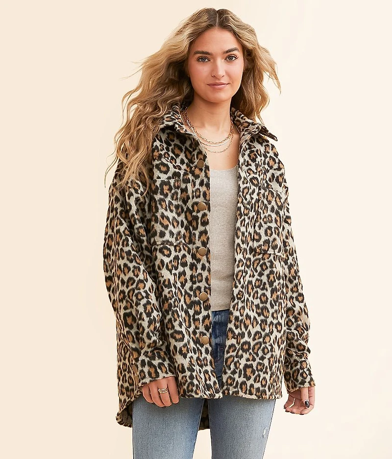 Faux Fur Cheetah Shacket