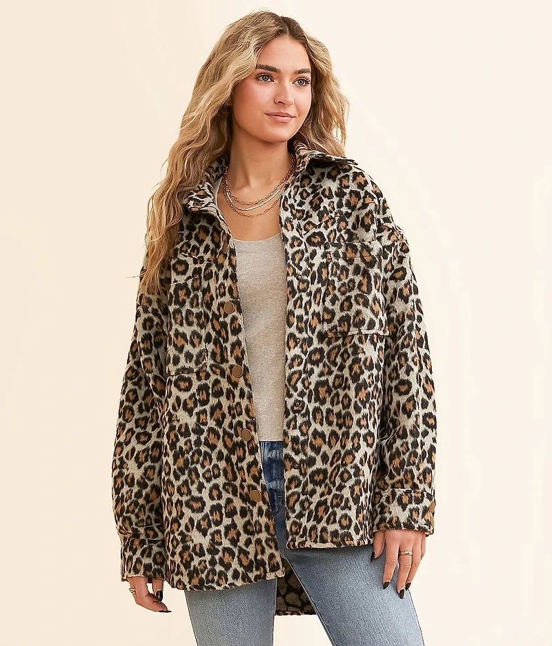 Faux Fur Cheetah Shacket