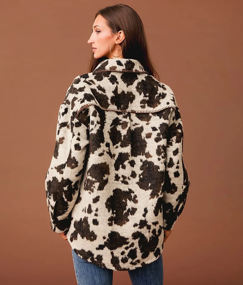 Cow Print Fleece Shacket