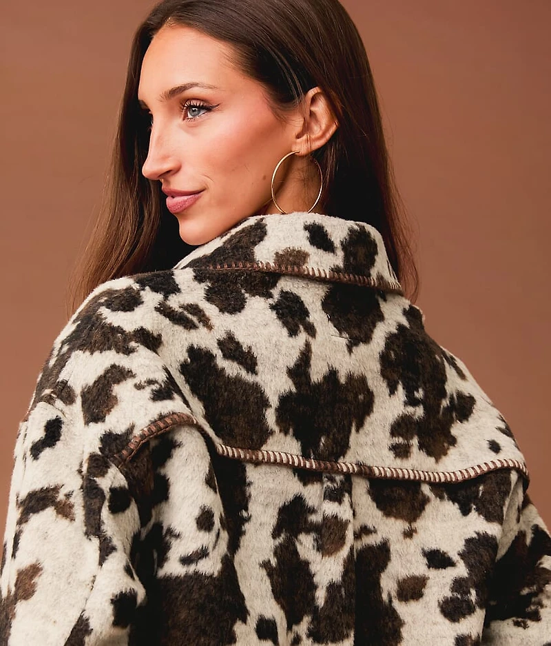 Cow Print Fleece Shacket