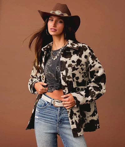 Cow Print Fleece Shacket