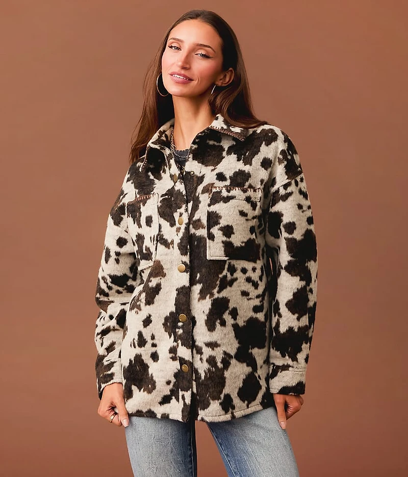 Cow Print Fleece Shacket