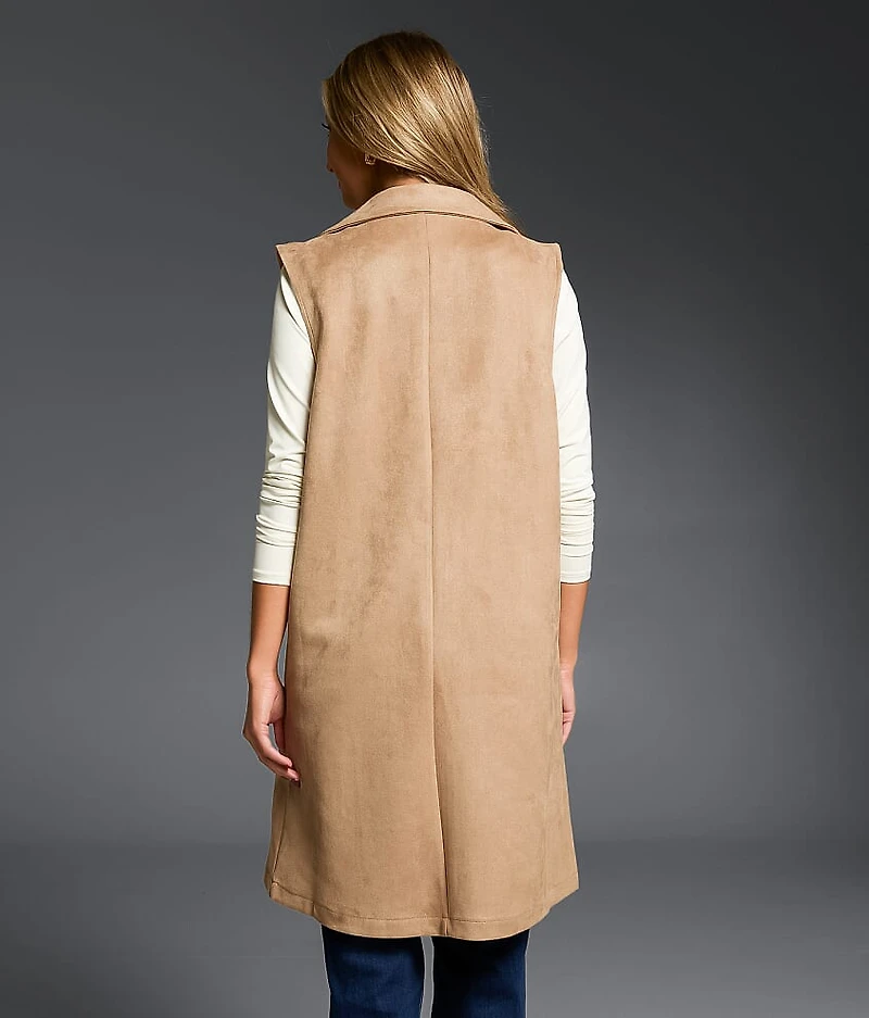 Faux Suede Blazer Vest