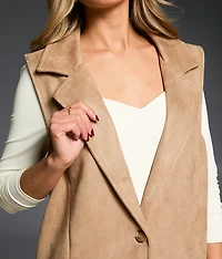 Faux Suede Blazer Vest