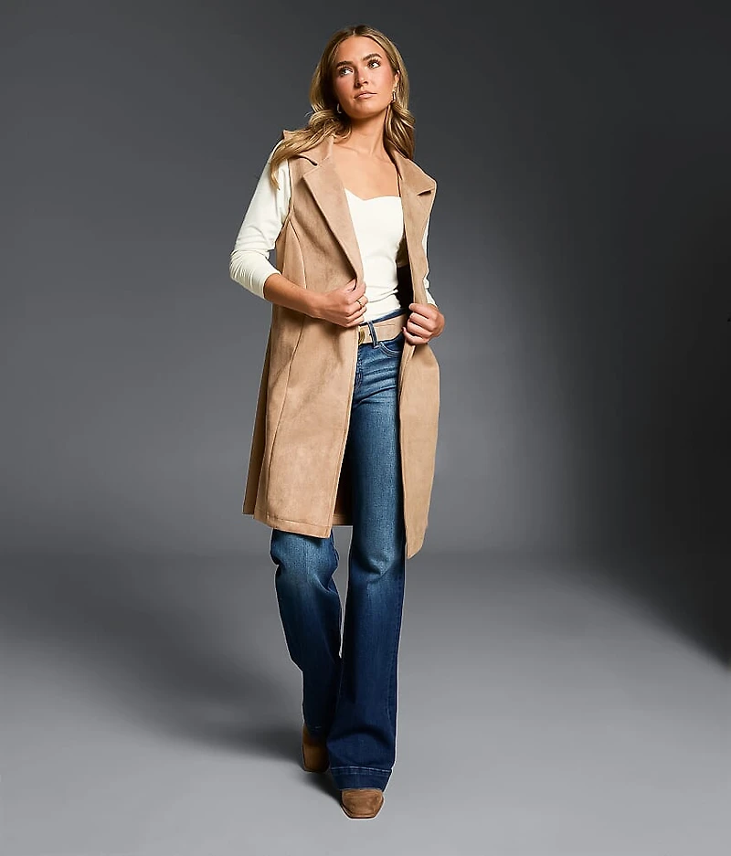 Faux Suede Blazer Vest