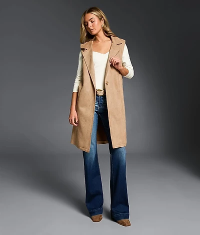 Faux Suede Blazer Vest