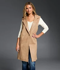 Faux Suede Blazer Vest