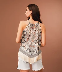 High Neck Fringe Tank Top