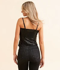 Sequin Twist Front Tube Top