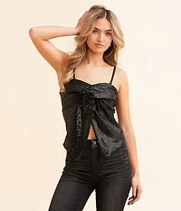 Sequin Twist Front Tube Top