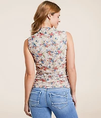 Floral Lace High Neck Tank Top