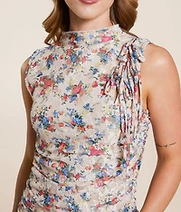 Floral Lace High Neck Tank Top