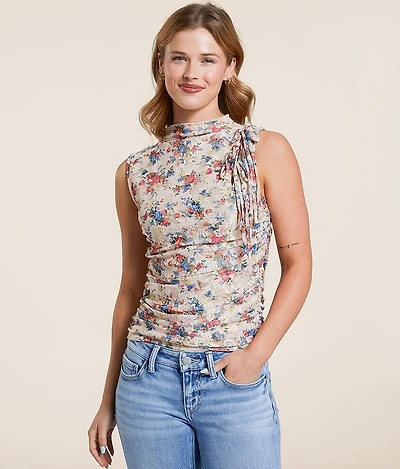 Floral Lace High Neck Tank Top
