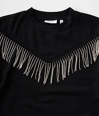 Girls - Rhinestone Fringe Pullover