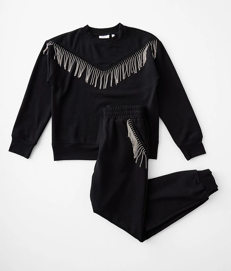 Girls - Rhinestone Fringe Pullover