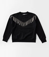 Girls - Rhinestone Fringe Pullover
